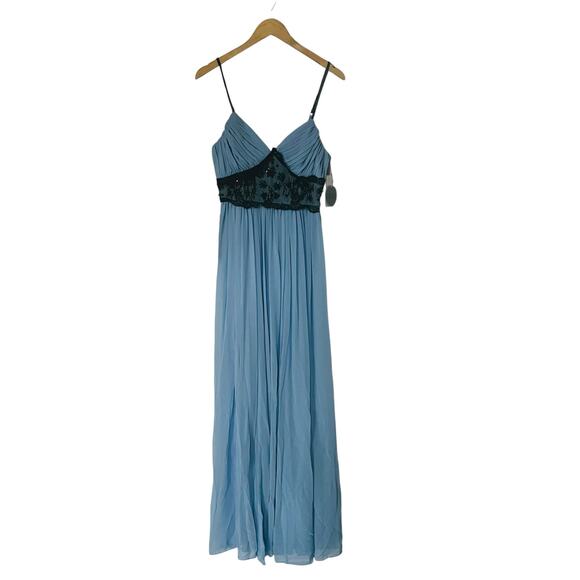 Pearl Georgina Chapman Blue Spagetti Beaded Lace Detail Maxi Dress Size 10 NWT - Picture 2 of 7
